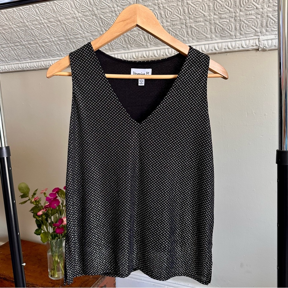 Veronica Black & Gold Sleeveless Top